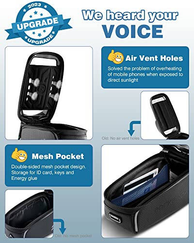 ROCKBROS Bike/Bicycle Phone Front Frame Bag, Waterproof, Tube Bag,Cycling Pouch, Bike Accessories for Men Compatible Phone Under 6.5” - 2