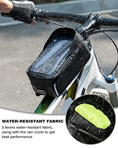 ROCKBROS Bike/Bicycle Phone Front Frame Bag, Waterproof, Tube Bag,Cycling Pouch, Bike Accessories for Men Compatible Phone Under 6.5” - 4