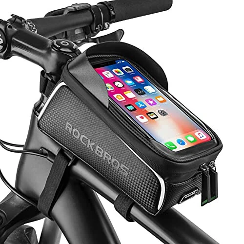 ROCKBROS Bike/Bicycle Phone Front Frame Bag, Waterproof, Tube Bag,Cycling Pouch, Bike Accessories for Men Compatible Phone Under 6.5” - ROCK BROS