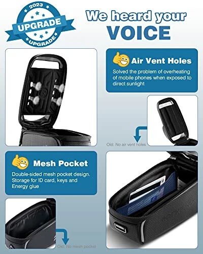 ROCKBROS Bike/Bicycle Phone Front Frame Bag, Waterproof, Tube Bag,Cycling Pouch, Bike Accessories for Men Compatible Phone Under 6.5” - ROCK BROS (1)