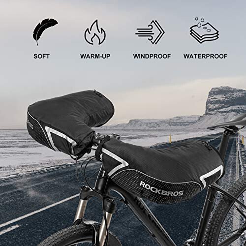 ROCKBROS Bike Handlebar Mittens Winter Extreme Cold Weather Mountain Commuter MTB Fat Bike Bar Covers Cyclist Pogies Mitten - 3