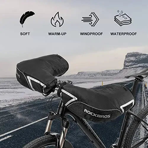 ROCKBROS Bike Handlebar Mittens Winter Extreme Cold Weather Mountain Commuter MTB Fat Bike Bar Covers Cyclist Pogies Mitten - 3
