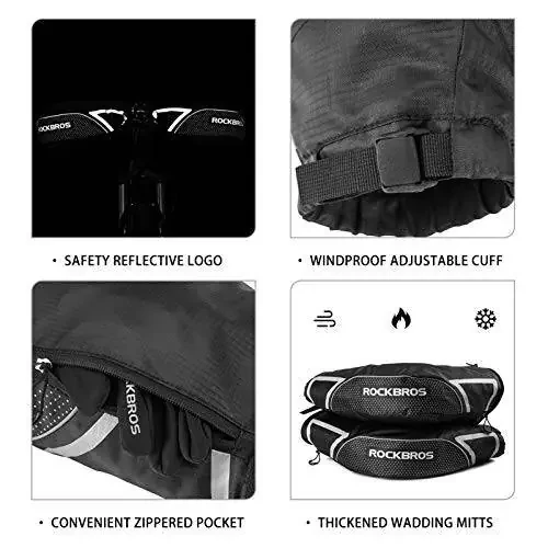 ROCKBROS Bike Handlebar Mittens Winter Extreme Cold Weather Mountain Commuter MTB Fat Bike Bar Covers Cyclist Pogies Mitten - 6
