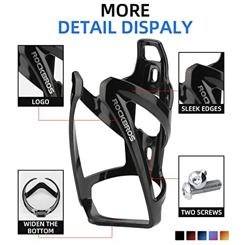 ROCKBROS Bike Water Bottle Holder Ultra-Light Bicycle Bottle Cages with Screws Tool, Universal Bike Cup Holder for Road MTB Mountain Bikes Cycling Accessories（2 Pack） - 3