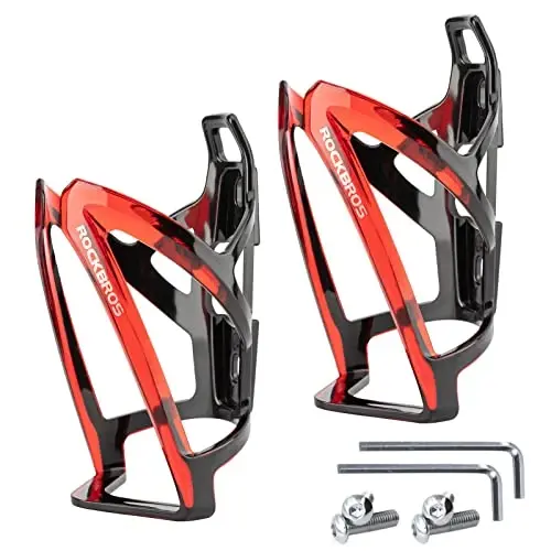 ROCKBROS Bike Water Bottle Holder Ultra-Light Bicycle Bottle Cages with Screws Tool, Universal Bike Cup Holder for Road MTB Mountain Bikes Cycling Accessories（2 Pack） - ROCKBROS