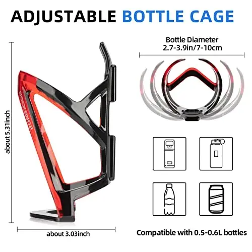 ROCKBROS Bike Water Bottle Holder Ultra-Light Bicycle Bottle Cages with Screws Tool, Universal Bike Cup Holder for Road MTB Mountain Bikes Cycling Accessories（2 Pack） - 2