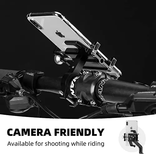 ROCKBROS Bike Phone Holder, Motorcycle Phone Mount, Anti-Shake Cell Phone Holder, 360° Adjustable for iPhone 16, 15 Pro Max/Plus, S9, S10 and More 4.7