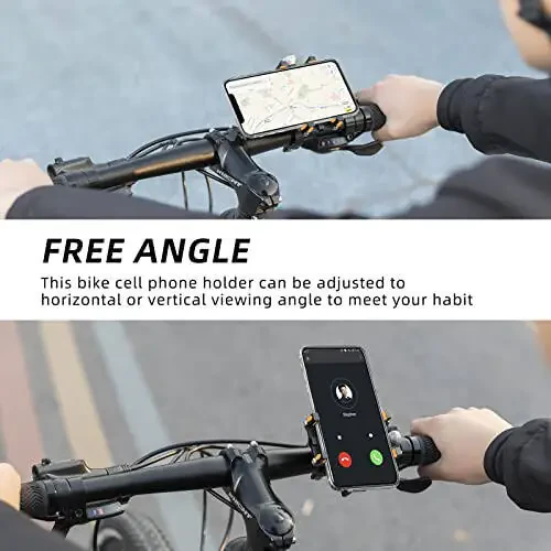 ROCKBROS Bike Phone Holder, Motorcycle Phone Mount, Anti-Shake Cell Phone Holder, 360° Adjustable for iPhone 16, 15 Pro Max/Plus, S9, S10 and More 4.7