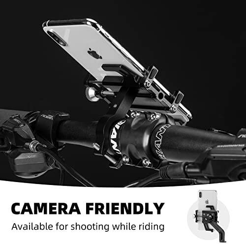 ROCKBROS Bike Phone Holder, Motorcycle Phone Mount, Anti-Shake Cell Phone Holder, 360° Adjustable for iPhone 16, 15 Pro Max/Plus, S9, S10 and More 4.7