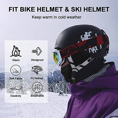 ROCKBROS Cold Weather Balaclava Ski Mask for Men Windproof Thermal Winter Scarf Mask Women Neck Warmer Hood for Cycling - 3