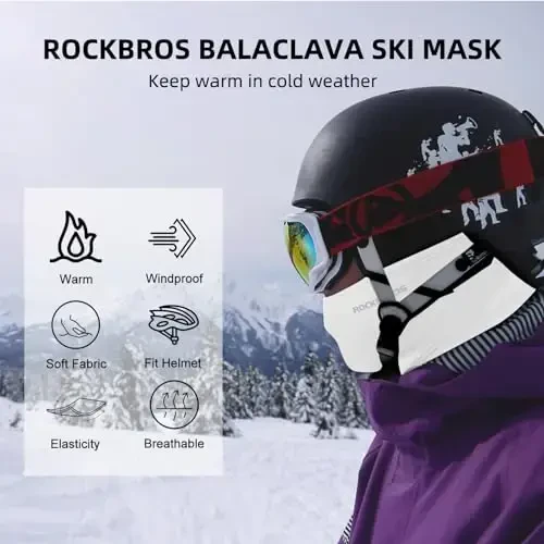 ROCKBROS Cold Weather Balaclava Ski Mask for Men Windproof Thermal Winter Scarf Mask Women Neck Warmer Hood for Cycling - 3