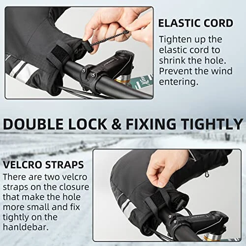 ROCKBROS Handlebar Mitts Mountain Bike Bicycle Bar Mittens Cold Weather Bike Pogies Mitts Windproof Thinsulate Thermal Winter Handlebar Mittens for Mountain Bikes, ATV, Snow Mobile, Motorcycles - 5