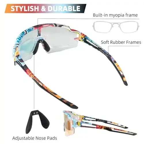 ROCKBROS erkaklar ayollar velosiped UV himoyasi uchun Photochromic sport quyoshdan saqlaydigan ko'zoynaklar - 5