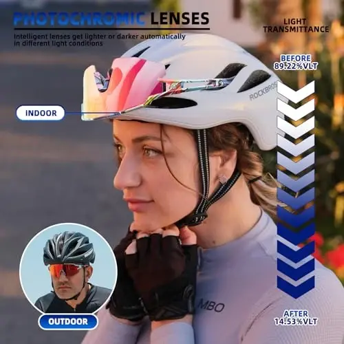 ROCKBROS erkaklar ayollar velosiped UV himoyasi uchun Photochromic sport quyoshdan saqlaydigan ko'zoynaklar - ROCKBROS (1)