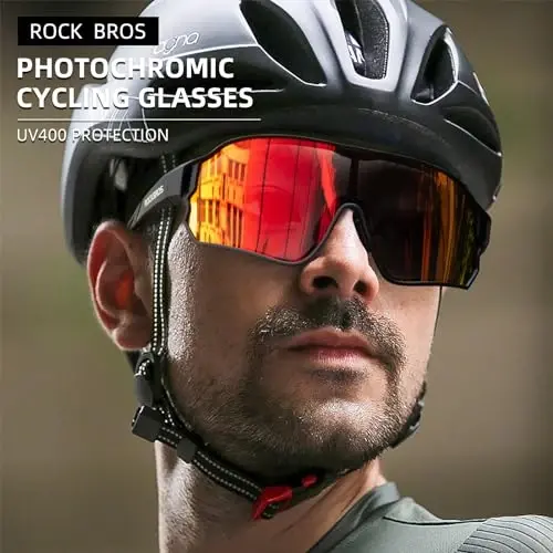 ROCKBROS erkaklar uchun fotochromic quyoshdan saqlaydigan ko'zoynaklar Velosipedda uchish uchun quyoshdan saqlaydigan sport ko'zoynaklari Velosiped ko'zoynaklari - 2