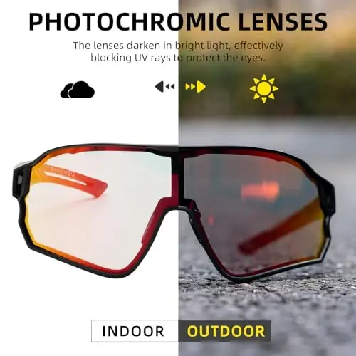ROCKBROS erkaklar uchun fotochromic quyoshdan saqlaydigan ko'zoynaklar Velosipedda uchish uchun quyoshdan saqlaydigan sport ko'zoynaklari Velosiped ko'zoynaklari - 3