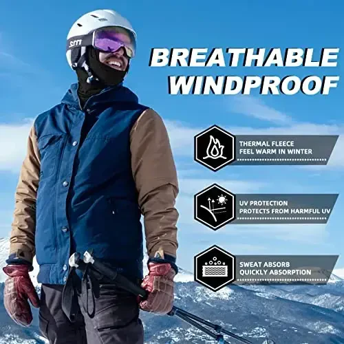 ROCKBROS Erkaklar uchun sovuq ob-havo balaklava chang'i niqobi Shamoldan himoya qiluvchi termal qishki sharf niqobi Ayollar uchun bo'yin isitgichi Velosiped uchun qalpoq - 2