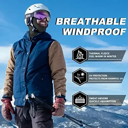 ROCKBROS erkaklar uchun sovuq ob-havo balaklava niqobi Shamol o'tkazmaydigan termal qishki sharf niqobi Ayollar uchun bo'yin isitgich Kapüşon velosiped uchun - 2