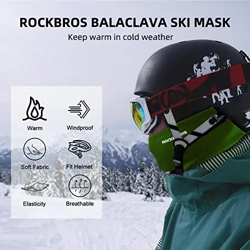 ROCKBROS Erkaklar uchun sovuq ob-havo balaklavasi Ski Mask Shamoldan himoya qiluvchi termal qishki sharf Mask Ayollar bo'yin isitgichi Velosiped uchun kaput - 3