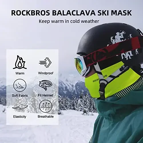ROCKBROS Erkaklar uchun sovuq ob-havo balaklavasi Ski Mask Shamoldan himoya qiluvchi termal qishki sharf Mask Ayollar uchun bo'yin isitgichi Velosiped uchun qalpoq - 3