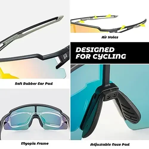 ROCKBROS Erkaklar va Ayollar uchun Fotochromic Sport Quyoshdan saqlaydigan ko'zoynaklar Velosipedda UV himoyasi - 5
