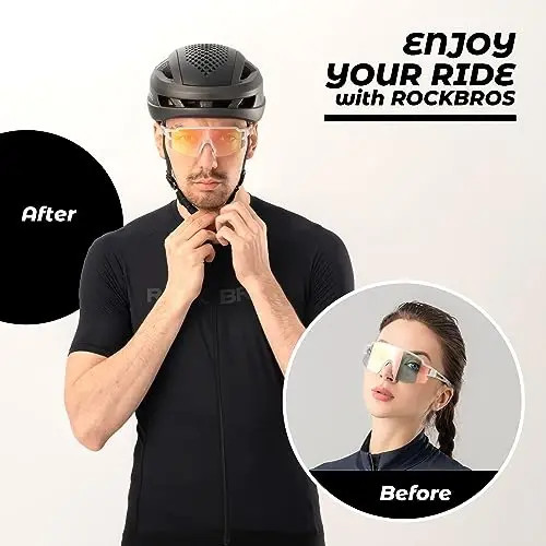 ROCKBROS Erkaklar va ayollar uchun fotochromik sport quyoshdan saqlaydigan ko'zoynaklari velosipedda UV himoyasi - ROCKBROS (1)
