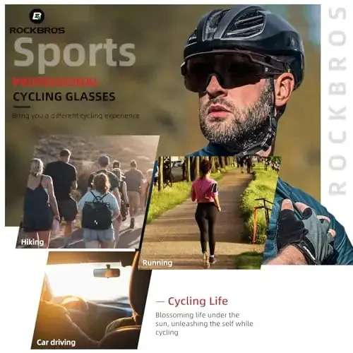 ROCKBROS Erkaklar va ayollar uchun fotochromik sport quyoshdan saqlaydigan ko'zoynaklari Velosipedda UV himoyasi - 5
