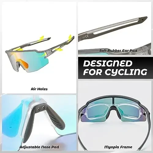 ROCKBROS Photochromic Sports Sunglasses for Men Women Cycling UV Protection - 5
