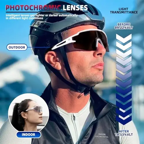ROCKBROS Photochromic Sports Sunglasses for Men Women Cycling UV Protection - 2