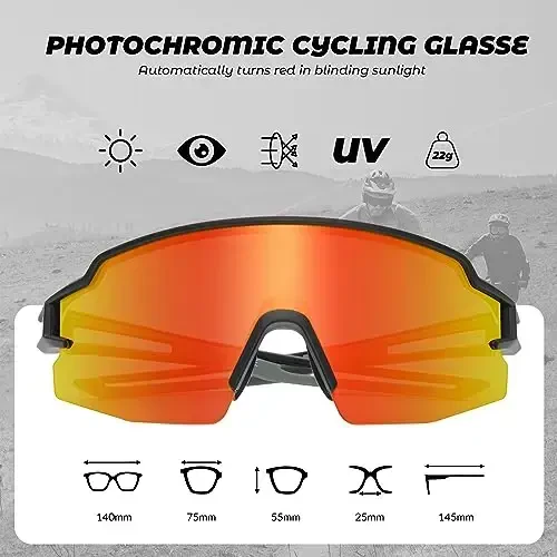 ROCKBROS Photochromic Sports Sunglasses for Men Women Cycling UV Protection - ROCKBROS (1)