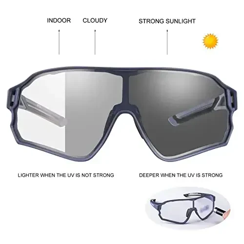 ROCKBROS Photochromic Sunglasses for Men Cycling Sunglasses Sports Bike Glasses - 2