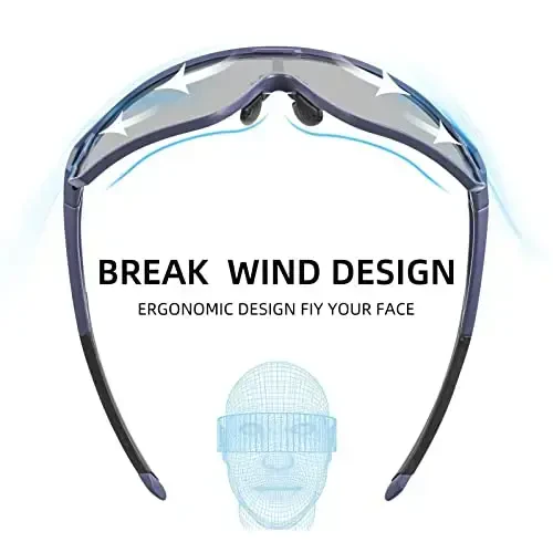 ROCKBROS Photochromic Sunglasses for Men Cycling Sunglasses Sports Bike Glasses - 3