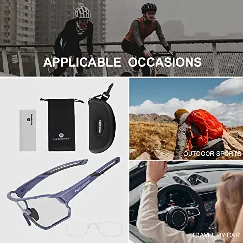 ROCKBROS Photochromic Sunglasses for Men Cycling Sunglasses Sports Bike Glasses - 6