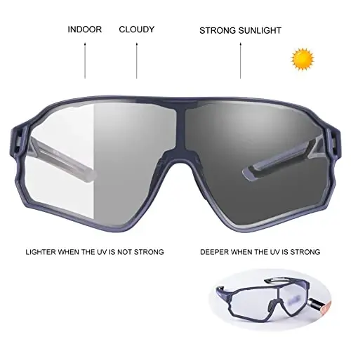 ROCKBROS Photochromic Sunglasses for Men Cycling Sunglasses Sports Bike Glasses - 2