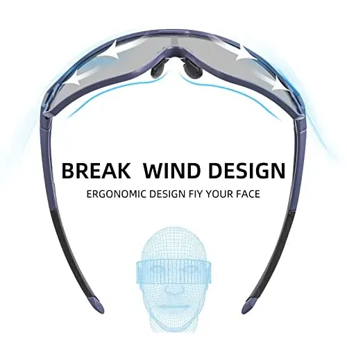 ROCKBROS Photochromic Sunglasses for Men Cycling Sunglasses Sports Bike Glasses - 3