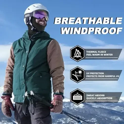 ROCKBROS Cold Weather Balaclava Ski Mask for Men Windproof Thermal Winter Scarf Mask Women Neck Warmer Hood for Cycling - 2