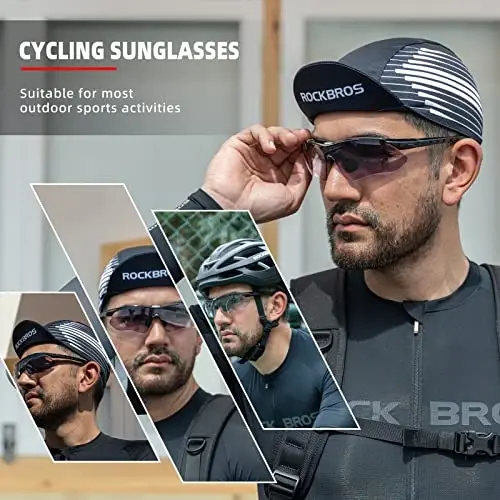 ROCKBROS Photochromic Sports Sunglasses Mens Pickleball Glasses Cycling Glasses MTB Sunglasses, with Removable Elasctic Band - 2