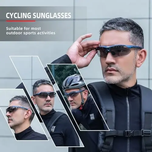 ROCKBROS Photochromic Sports Sunglasses Mens Pickleball Glasses Cycling Glasses MTB Sunglasses, with Removable Elasctic Band - 2