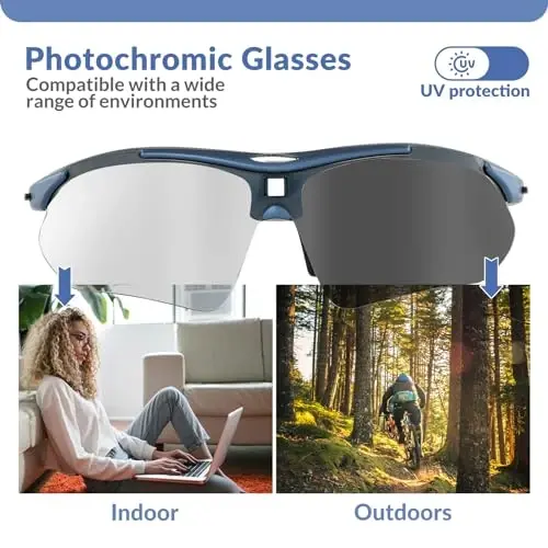 ROCKBROS Photochromic Sports Sunglasses Mens Pickleball Glasses Cycling Glasses MTB Sunglasses, with Removable Elasctic Band 
