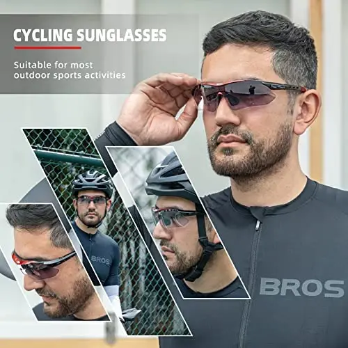 ROCKBROS Photochromic Sports Sunglasses Mens Pickleball Glasses Cycling Glasses MTB Sunglasses, with Removable Elasctic Band - 2