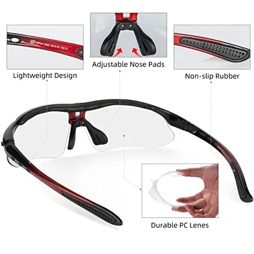 ROCKBROS Photochromic Sports Sunglasses Mens Pickleball Glasses Cycling Glasses MTB Sunglasses, with Removable Elasctic Band - 5