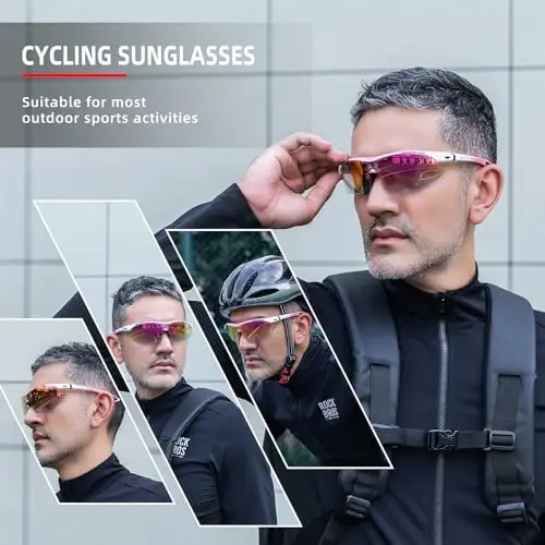 ROCKBROS Photochromic Sports Sunglasses Mens Pickleball Glasses Cycling Glasses MTB Sunglasses, with Removable Elasctic Band - 2