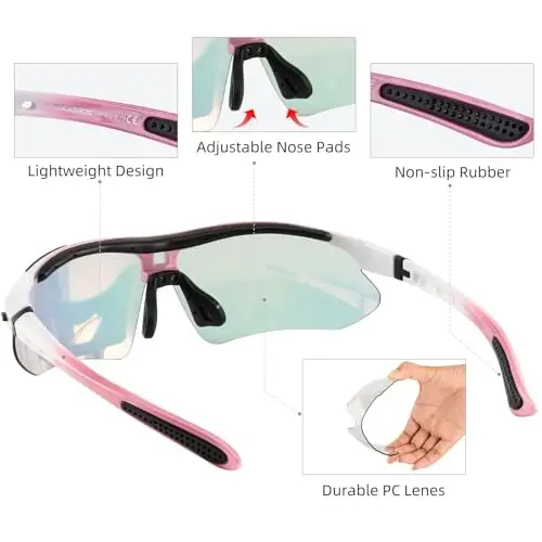 ROCKBROS Photochromic Sports Sunglasses Mens Pickleball Glasses Cycling Glasses MTB Sunglasses, with Removable Elasctic Band - 5