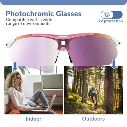 ROCKBROS Photochromic Sports Sunglasses Mens Pickleball Glasses Cycling Glasses MTB Sunglasses, with Removable Elasctic Band - 1