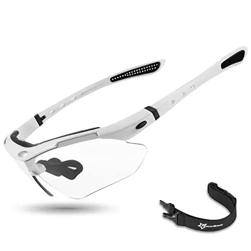 ROCKBROS Photochromic Sports Sunglasses Mens Pickleball Glasses Cycling Glasses MTB Sunglasses, with Removable Elasctic Band - 1
