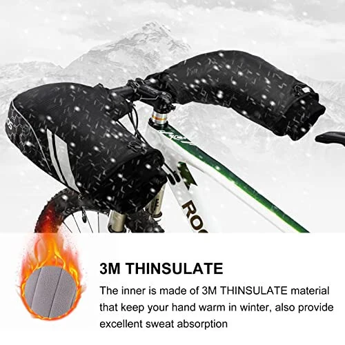 ROCKBROS Handlebar Mitts Mountain Bike Bicycle Bar Mittens Cold Weather Bike Pogies Mitts Windproof Thinsulate Thermal Winter Handlebar Mittens for Mountain Bikes, ATV, Snow Mobile, Motorcycles - ROCKBROS (1)