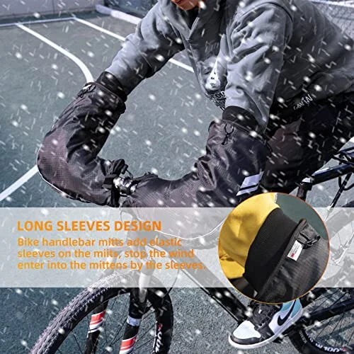 ROCKBROS Handlebar Mitts Mountain Bike Bicycle Bar Mittens Cold Weather Bike Pogies Mitts Windproof Thinsulate Thermal Winter Handlebar Mittens for Mountain Bikes, ATV, Snow Mobile, Motorcycles - 3
