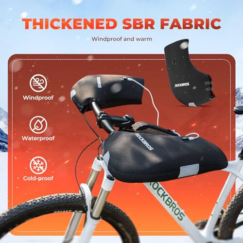 ROCKBROS Heated Handlebar Mittens - Bike Handlebar Mitts Windproof & Waterproof Rechargeable Fat Bike Bar Covers - Mountain Road Bicycle Bar Warmer Covers for Winter Cycling - 10