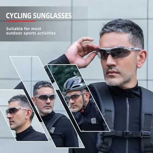 ROCKBROS Photochromic Sport Quyoshdan saqlaydigan ko'zoynaklar Erkaklar uchun Pickleball ko'zoynaklari Velosiped ko'zoynaklari MTB Quyoshdan saqlaydigan ko'zoynaklar, Yechiladigan Elastik Tasma bilan - 2