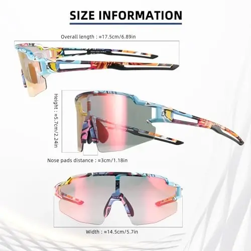 ROCKBROS Photochromic Sports Sunglasses for Men Women Cycling UV Protection - 3